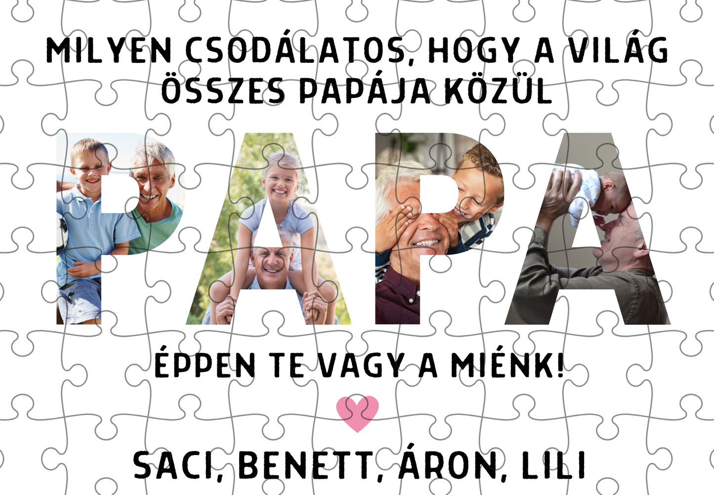 Papa feliratos emlékpuzzle