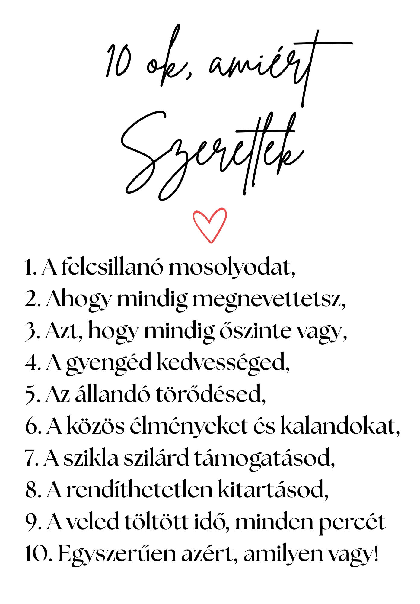 10 ok, amiért szeretlek emlékposzter