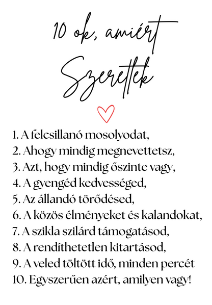 10 ok, amiért szeretlek emlékposzter