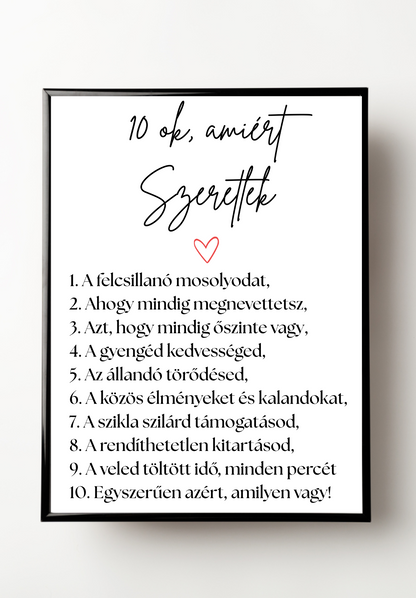 10 ok, amiért szeretlek emlékposzter