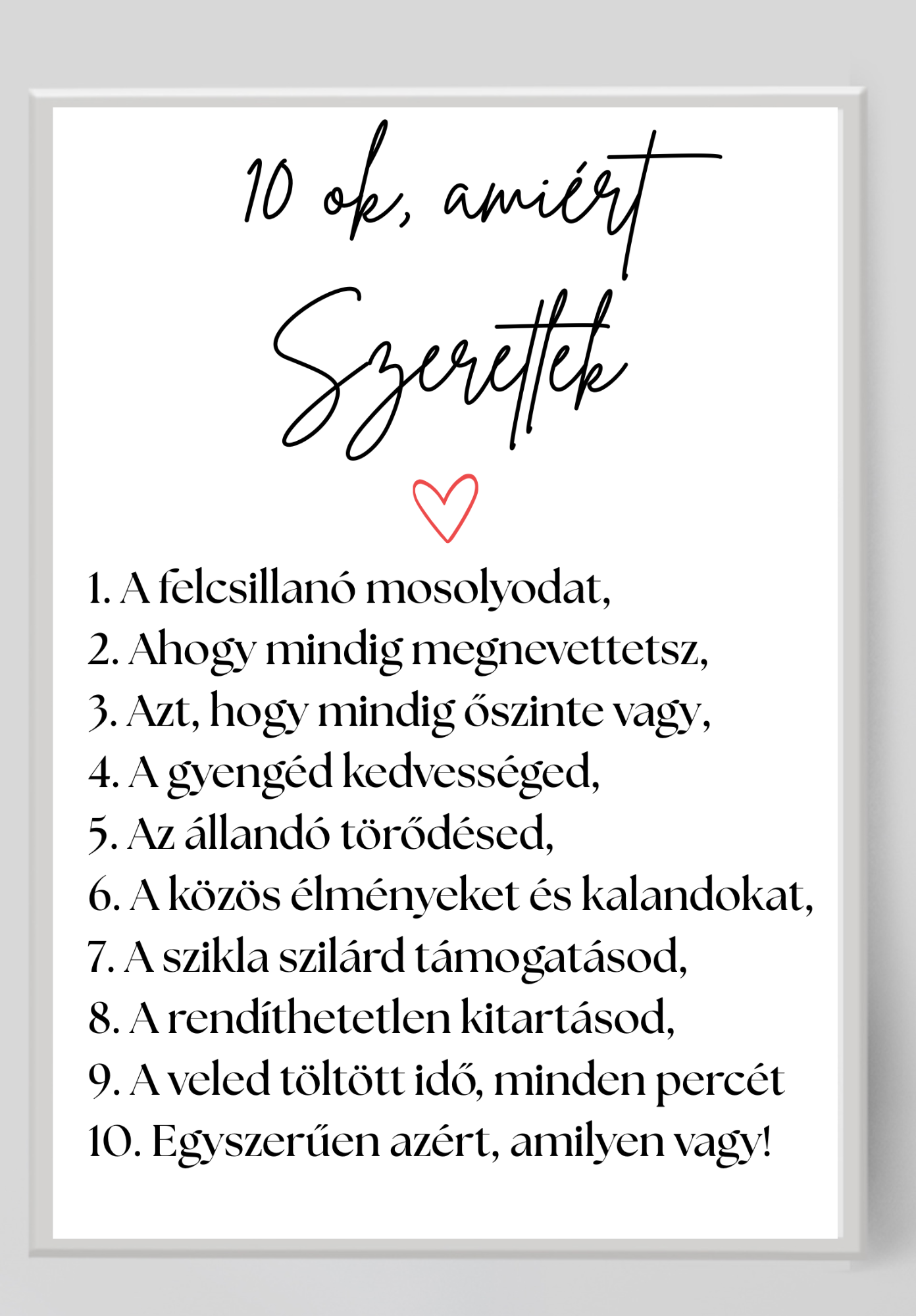 10 ok, amiért szeretlek emlékposzter