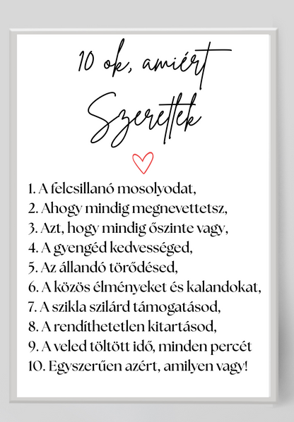 10 ok, amiért szeretlek emlékposzter