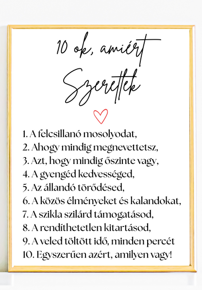 10 ok, amiért szeretlek emlékposzter